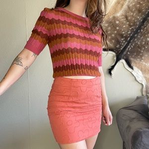 Altar’d State coral pink floral mini skirt